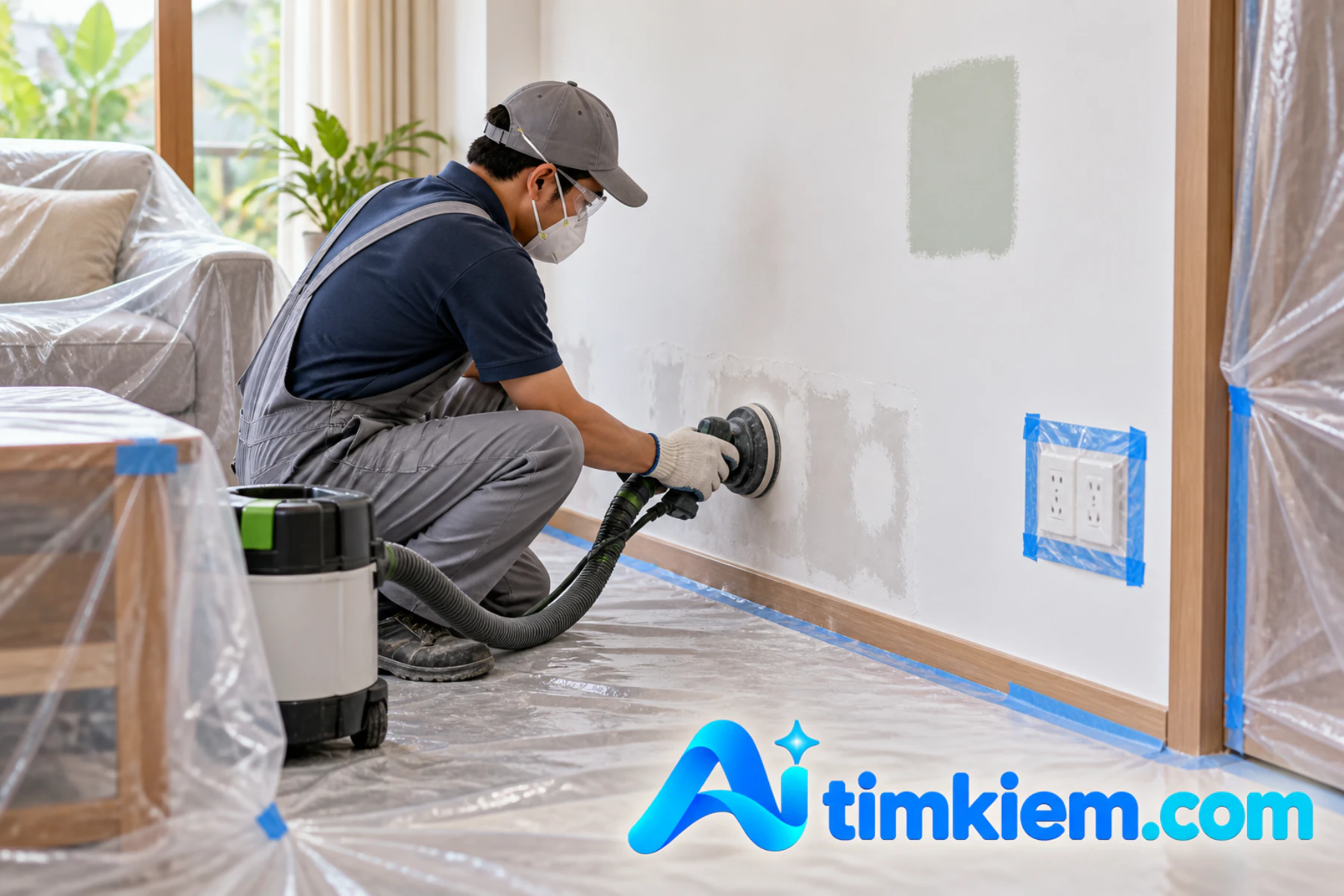 Kỹ thuật vi&ecirc;n che chắn v&agrave; xử l&yacute; bề mặt tường trước khi sơn